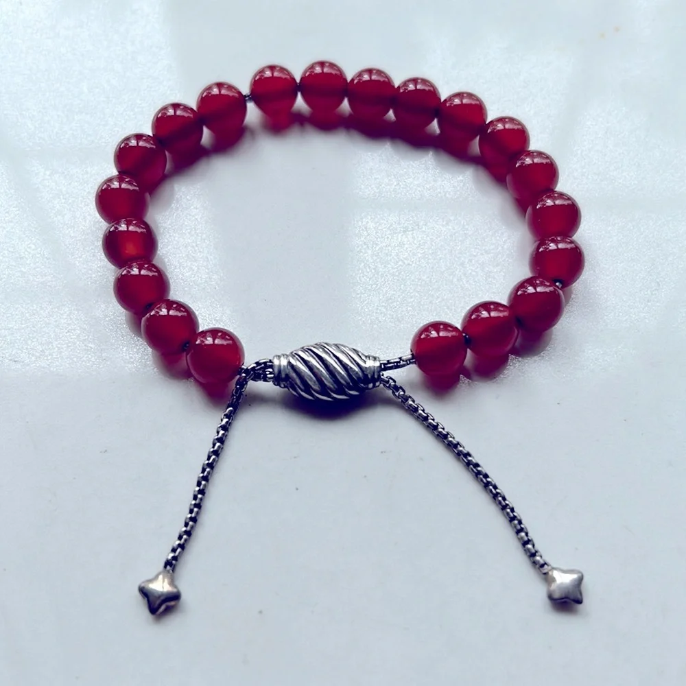 David Yurman sterling silver Carnelian spiritual bead bracelet. FINAL